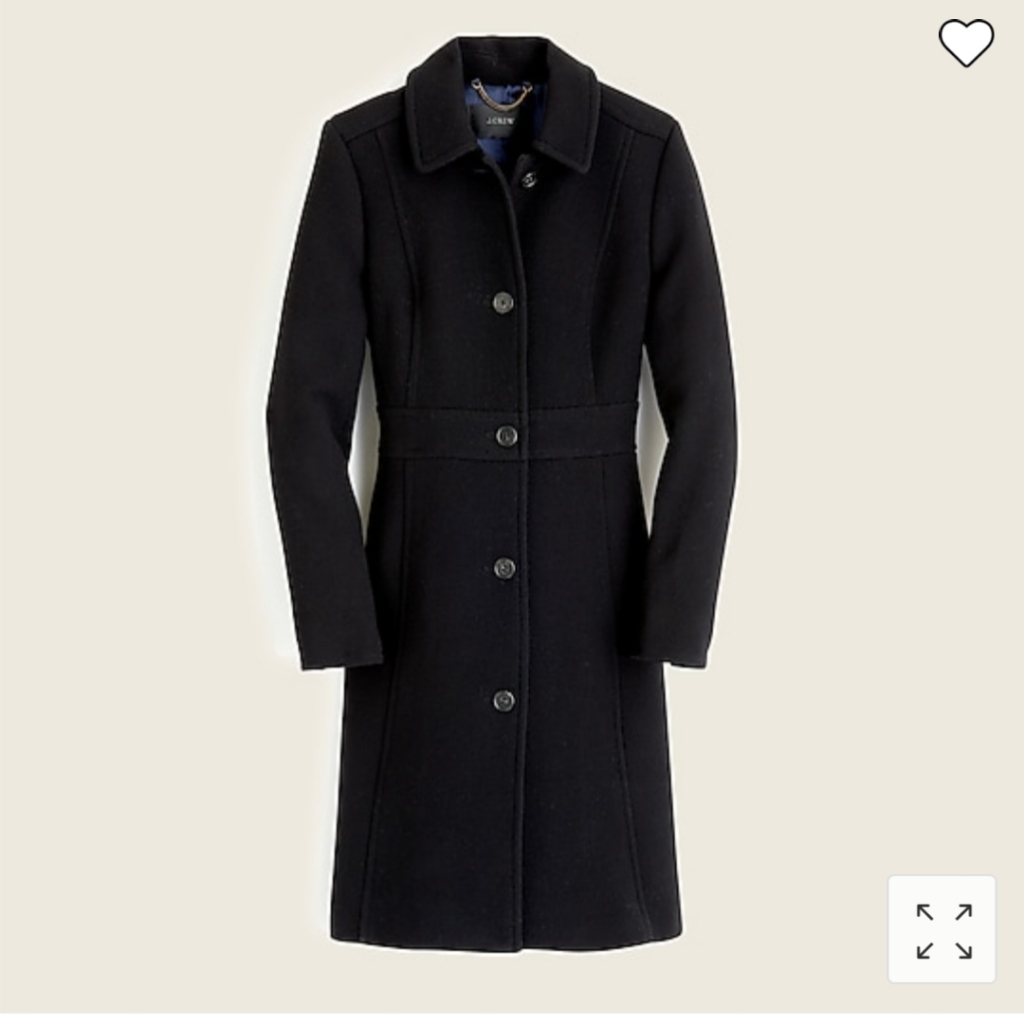 J. Crew Women's Black Wool Blend Pea Coat